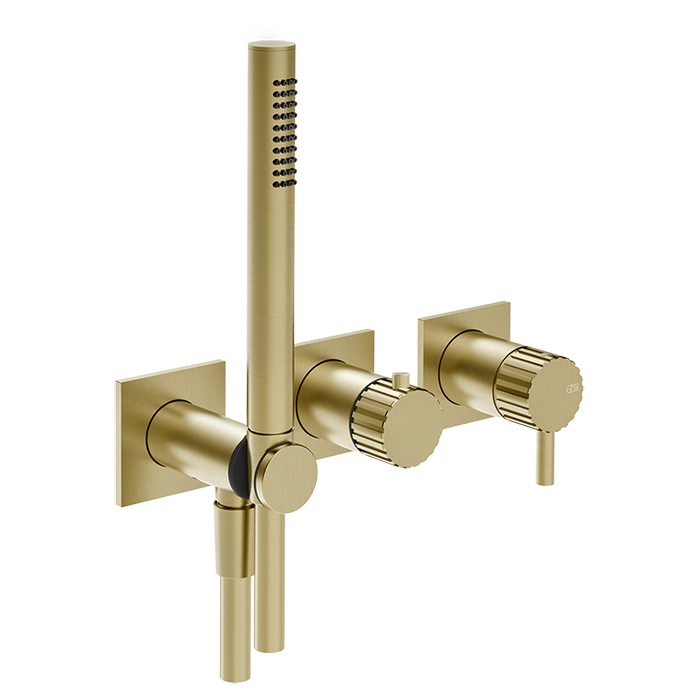 Gessi Incastri Смеситель для душа, настенный, с ручным душем, цвет: Brass Brushed PVD
