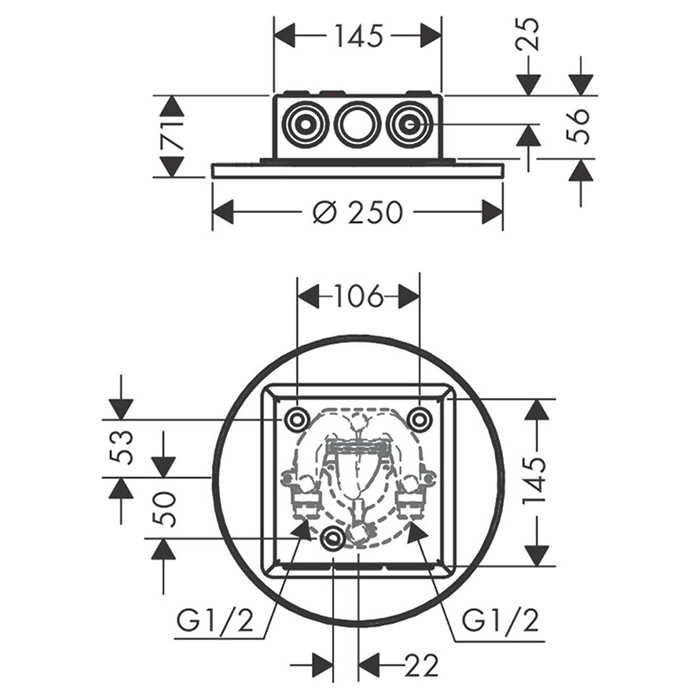 Axor ShowerSolution Верхний душ, Ø 250мм, 2jet, потолочный монтаж, цвет: хром