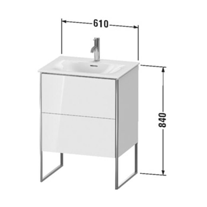 Duravit XSquare Тумба с раковиной 61х59.2x47.8см., напольная, 2 яшика, встроенные ножки с регулировкой по высоте, цвет: Cappuccino HG