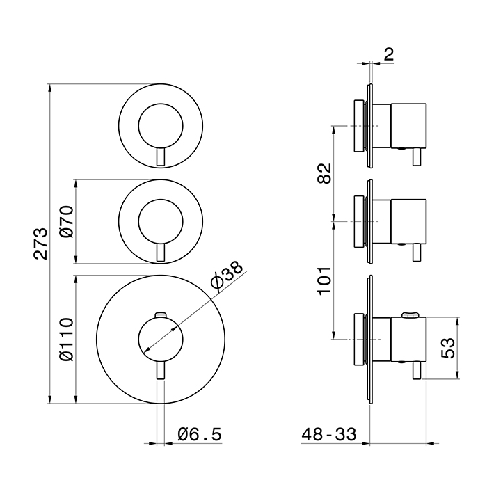 Newform XT Смеситель для душа, термостатический, с переключателем на 2 потока с отдельными ручками запорного вентиля, цвет: PVD Copper Bronze
