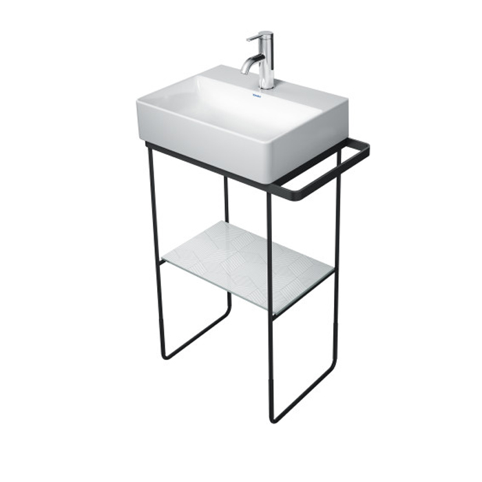 Duravit DuraSquare Металлическая консоль напольная 51.6х33.3см, с раковиной на 1 отв., 073245 и полкой, высота регул.+5см,п/д левый/правый хром