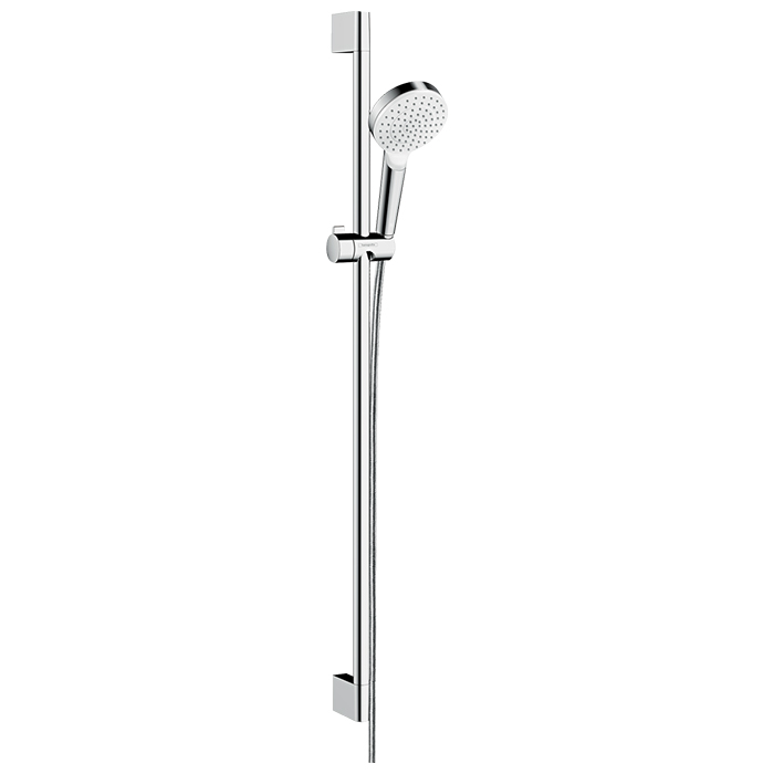 Hansgrohe Crometta Vario Unica Душевой набор: штанга 900mm, ручной душ, 1jet (Rain), EcoSmart, шланг, цвет: белый/хром