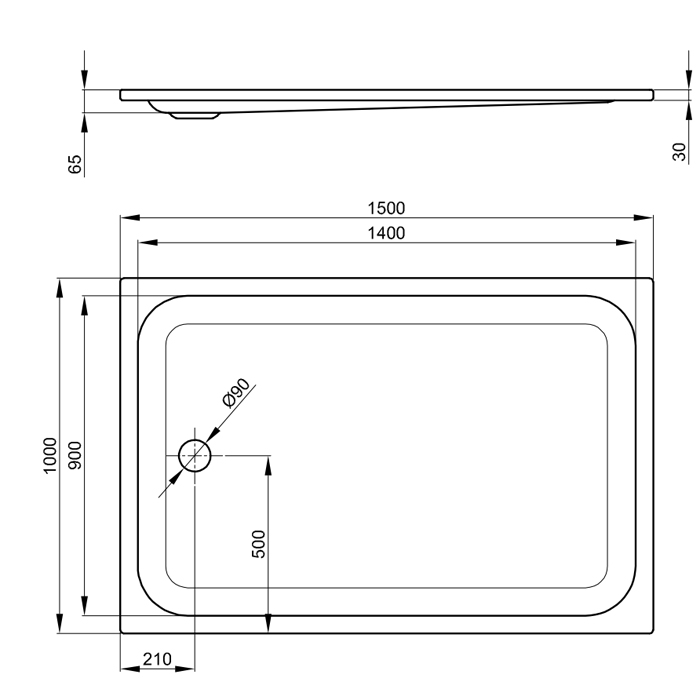 Bette Душевой поддон 150x100x6.5см, прямоугольный, D9см, с противоскользящим покрытием. цвет: белый