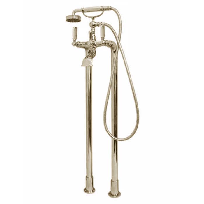 Bossini Liberty Смеситель для ванны, напольный, высота 890 мм, душ лейка Liberty шланг латунь, 150 см ½”FF,  цвет: никель матовый