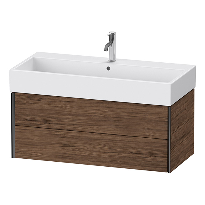 Duravit XViu Тумба подвесная 98.4x45.4x39.7см, с раковиной, 2 ящика, цвет: walnut dark/черный матовый