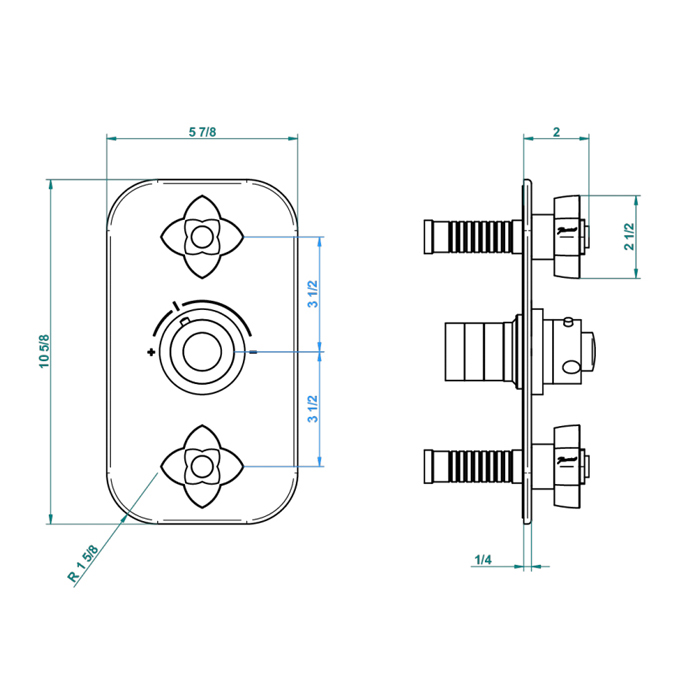 THG Pétale de cristal clair Смеситель для душа, термостатический, 2 потока, цвет: золото/прозрачный хрусталь