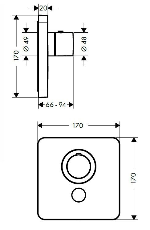 Axor ShowerSelect Термостат Highflow для 1 потребителя с клапаном для ручного душа, внешняя часть, цвет: хром