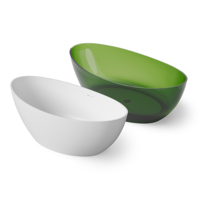 Dea Design Elegant Ванна 160x80x55см., отдельностоящая, Glasstech, прозрачная смола, цвет: Emerald R3