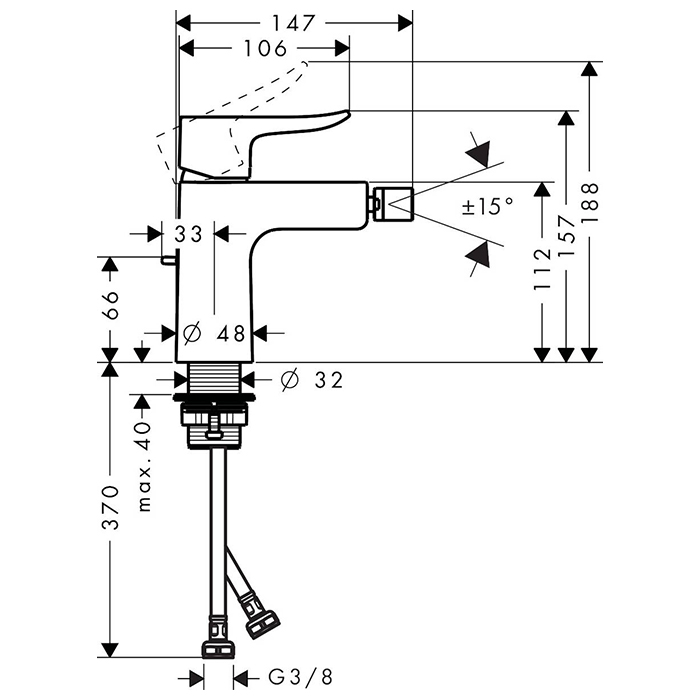 Hansgrohe Metris Смеситель для биде, 1 отв., цвет: хром