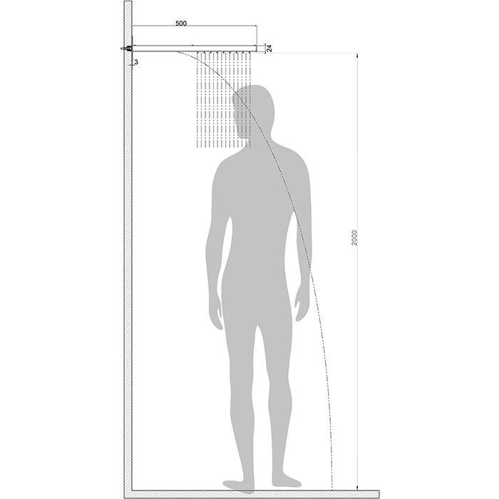 Bossini Manhattan Верхний душ 50х20см., настенный, 2 режима: дождь и каскад, цвет: черный матовый