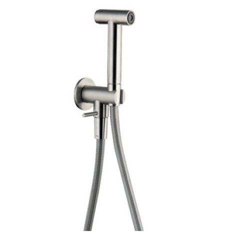 Fima Carlo Frattini Spillo Steel Гигиенический душ, в комплекте с запорным вентилем, ручной душ, шланг: 1200см., и держатель душа, цвет: INOX