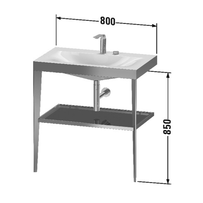 Duravit XViu Консоль напольная, 80x48x85см с полкой, с раковиной без перелива, 1 отв., цвет: black matt/flannel grey high gloss lacquer