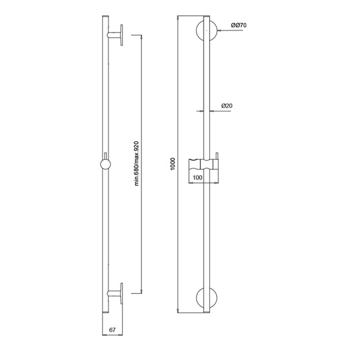 Almar Душевая штанга 100см, цвет: High Brass Brushed PVD