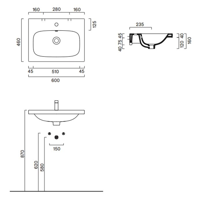 Catalano Alvea Раковина 60x46см, с 1 отв., цвет: белый глянцевый
