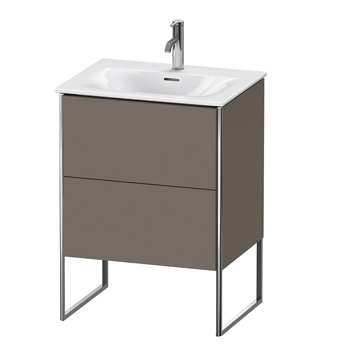 Duravit XSquare Тумба с раковиной 61х59.2x47.8см., напольная, 2 яшика, встроенные ножки с регулировкой по высоте, цвет: Flannel Grey SaM