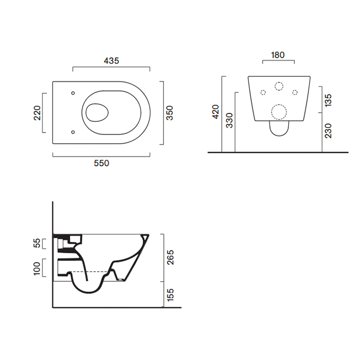Catalano Zero Унитаз подвесной 55х35см, безободковый, смыв Tornado, покрытие Twinglaze+, цвет белый  матовый