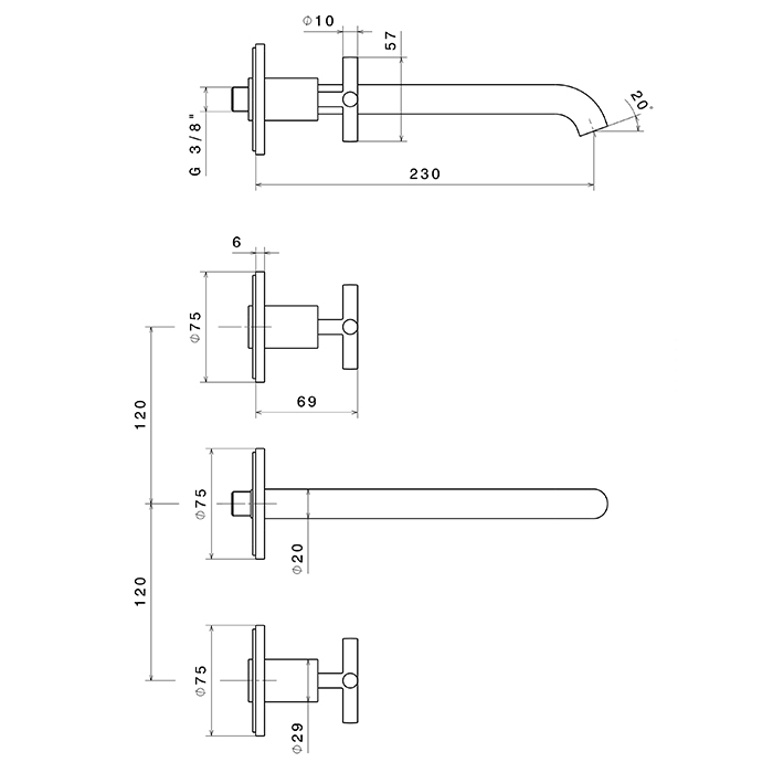 Newform Blink Смеситель для раковины, встраиваемый, длинный излив, внешняя часть, цвет: PVD copper bronze