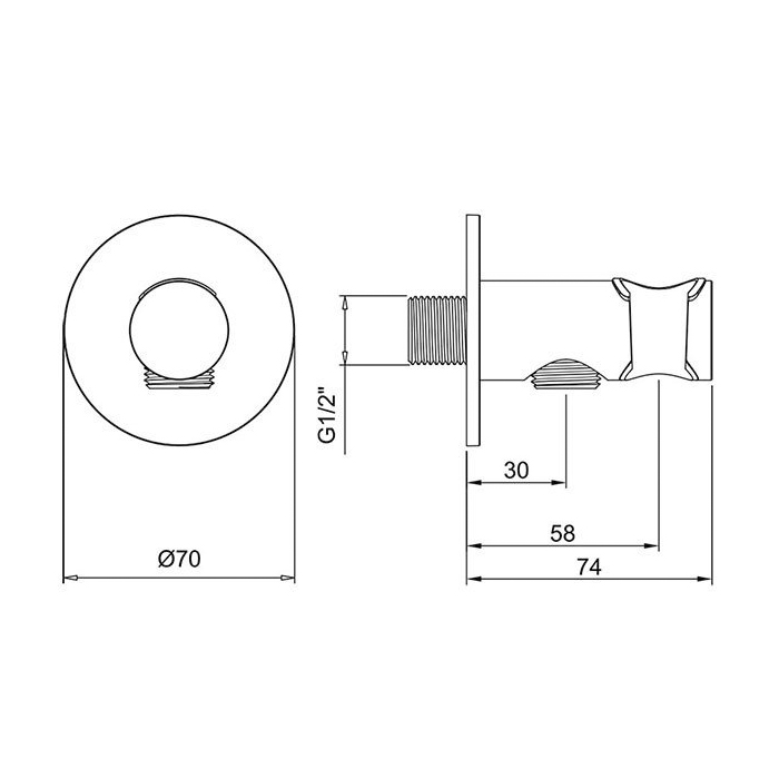 Almar Round Подключение для душевого шланга с держателем душа, цвет: Black Absolute Brushed PVD