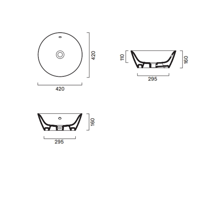 Catalano Italy Раковина 42см накладная, без отв., цвет: белый глянцевый