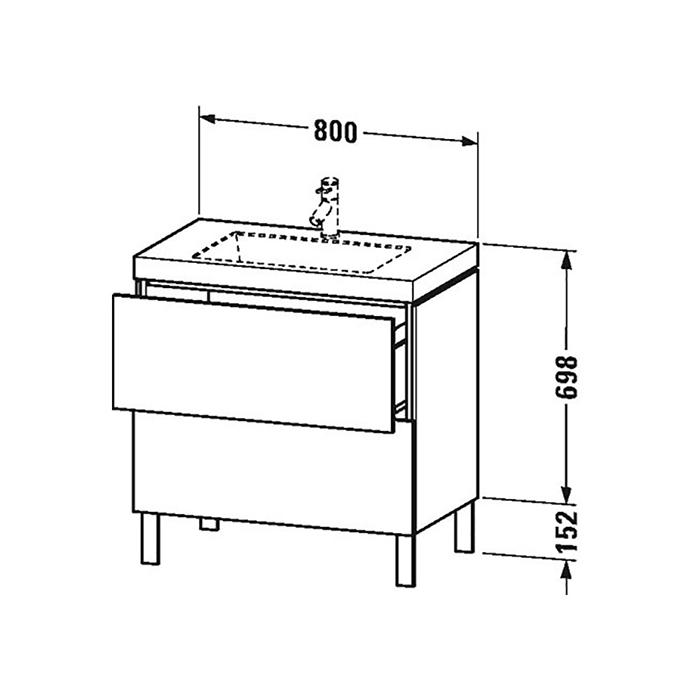 Duravit L-Cube База с раковиной 80x48х69.8см., напольная, 2 выдв. ящика, High Gloss, цвет: белый