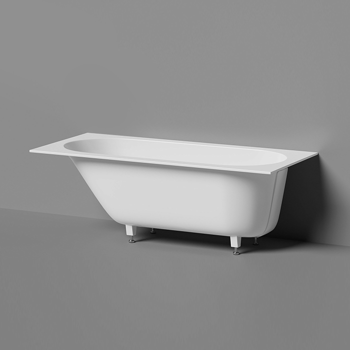 Salini Lofo Kit Ванна 168.8х74.2х59см., встраиваемая, Solid Surface, с донным клапаном, сифоном, ножками, слив-переливом, цвет: белый матовый