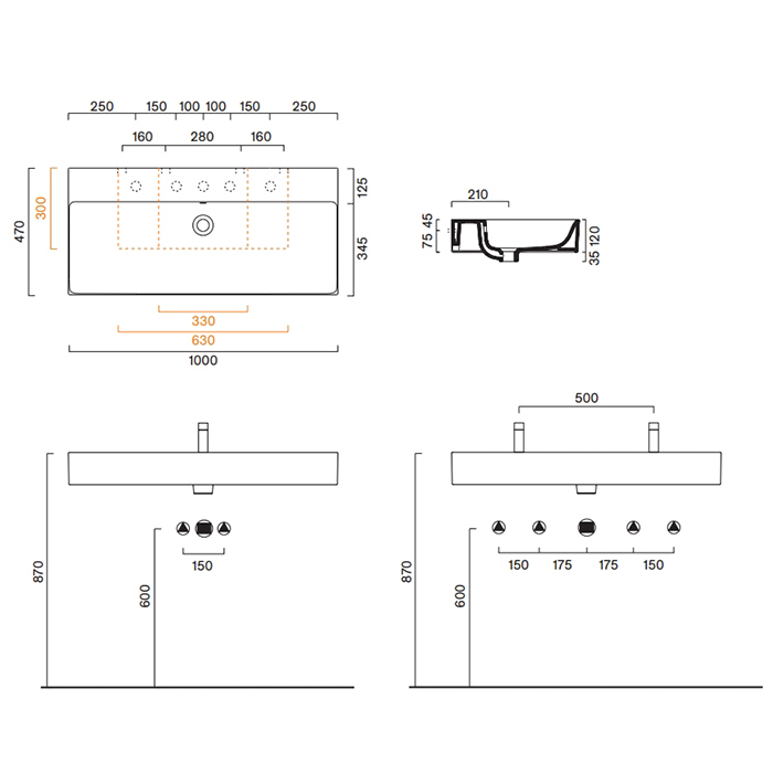 Catalano Premium Раковина 100x47см, с 1 отв., цвет: белый матовый