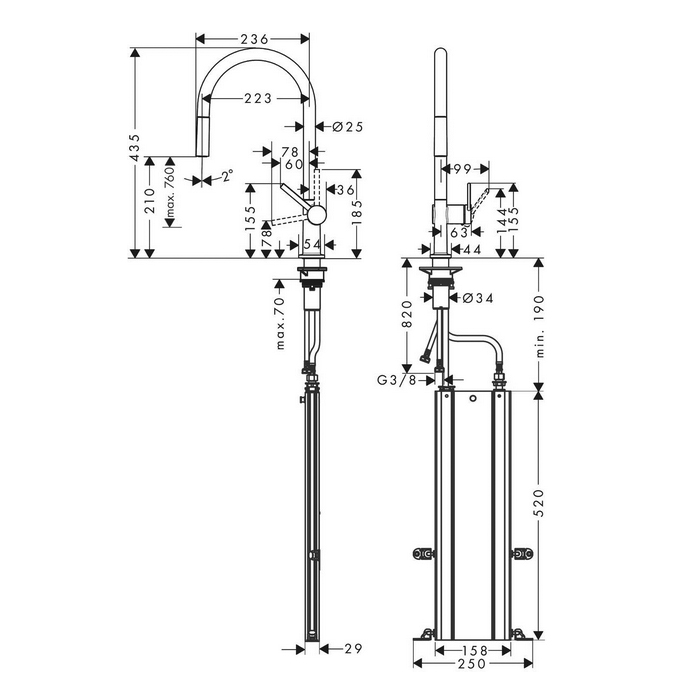 Hansgrohe Talis M54 Смеситель для кухни, 1 отв., цвет: хром