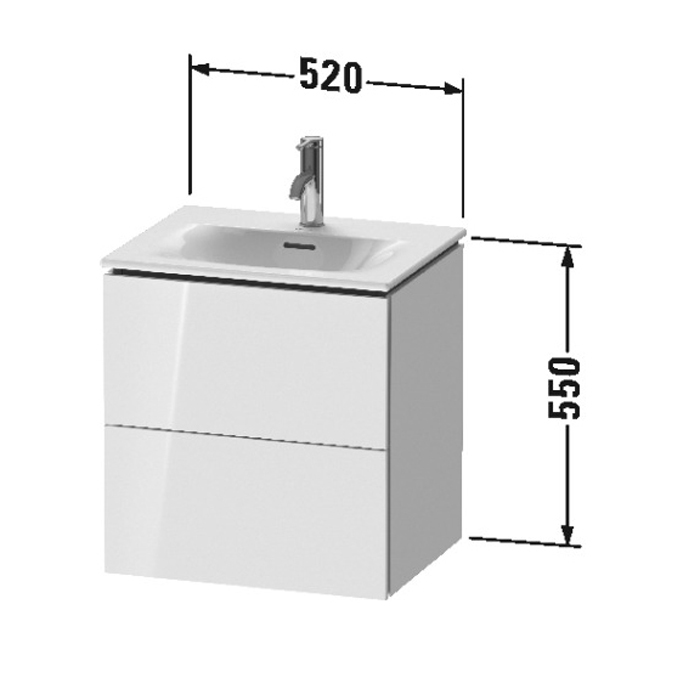 Duravit L-Cube База подвесная 52x42.1x55см с раковиной, 2 ящика, цвет: глянцевый белый