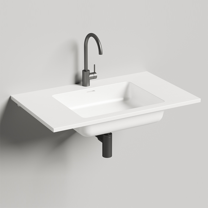 Salini Onda Раковина 80x50х16.3cм., с 1 отв., c переливом, мат-л: S-Stone, цвет: белый матовый