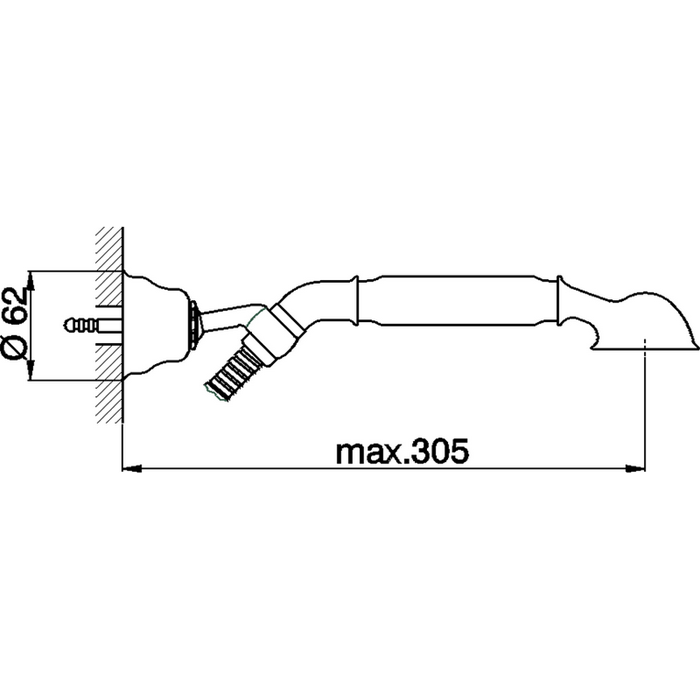 CISAL Arcana Toscana Ручной душ для настенного крепления (держатель, лейка, шланг), цвет: хром/белый