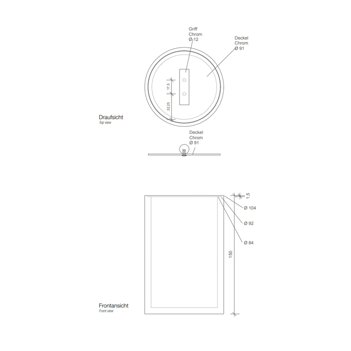 Decor Walther Stone DMD L Баночка универсальная 16x10см, с крышкой, настольная, цвет: белый / сталь матовая