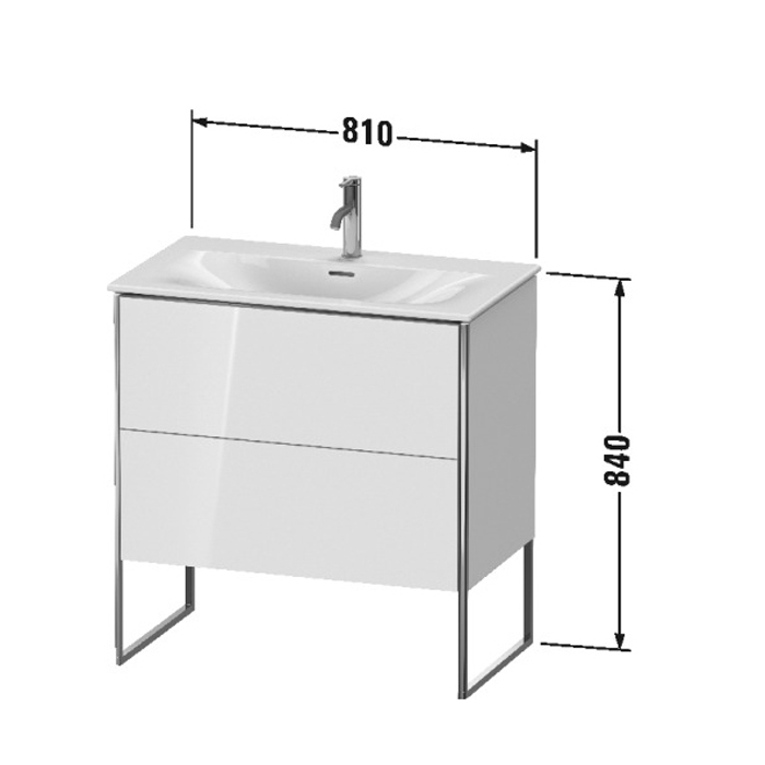 Duravit XSquare База напольная 81x47.8x84см с раковиной, 2 яшика, цвет: глянцевый белый