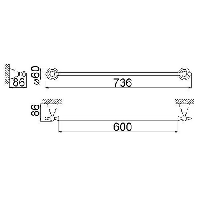 HUBER Croisette Полотенцедержатель 60 см, подвесной, цвет: бронза