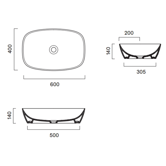 Catalano Alvea Раковина 60x40см накладная, без отв., цвет: Tortora Satinato