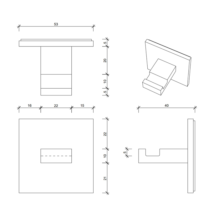 Decor Walther Brick KHAK1 Крючок самоклеящийся, подвесной, цвет: хром