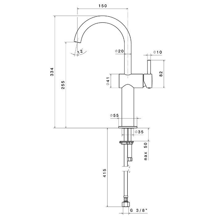 Newform Blink Смеситель для раковины на 1 отв., высокий, без донного клапана, излив: 15см., цвет: хром