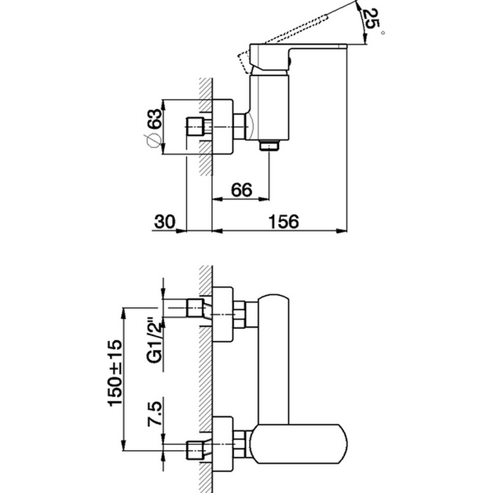 CISAL Roadster Смеситель однорычажный настенный для душа, цвет: хром