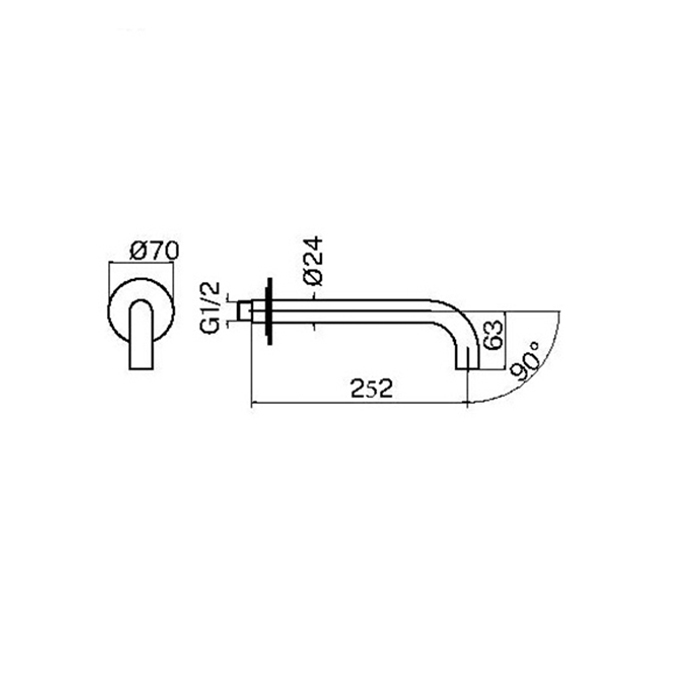 Plumberia Selection IXO Излив для раковины, длина 25см., цвет: черный матовый