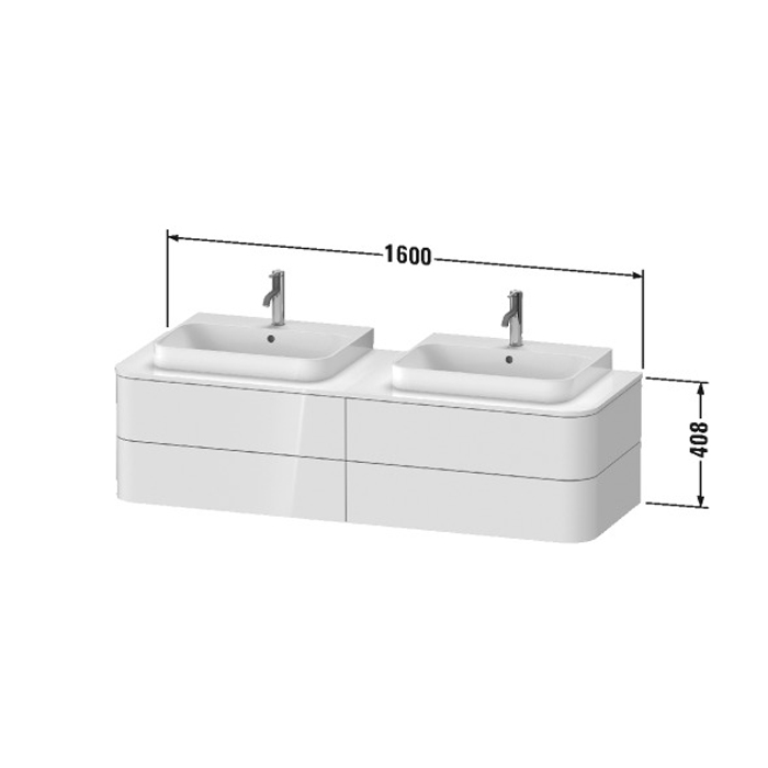 Duravit Happy D.2 Plus Тумба подвесная 160x55х40.8см 4 ящика, цвет: белый глянцевый