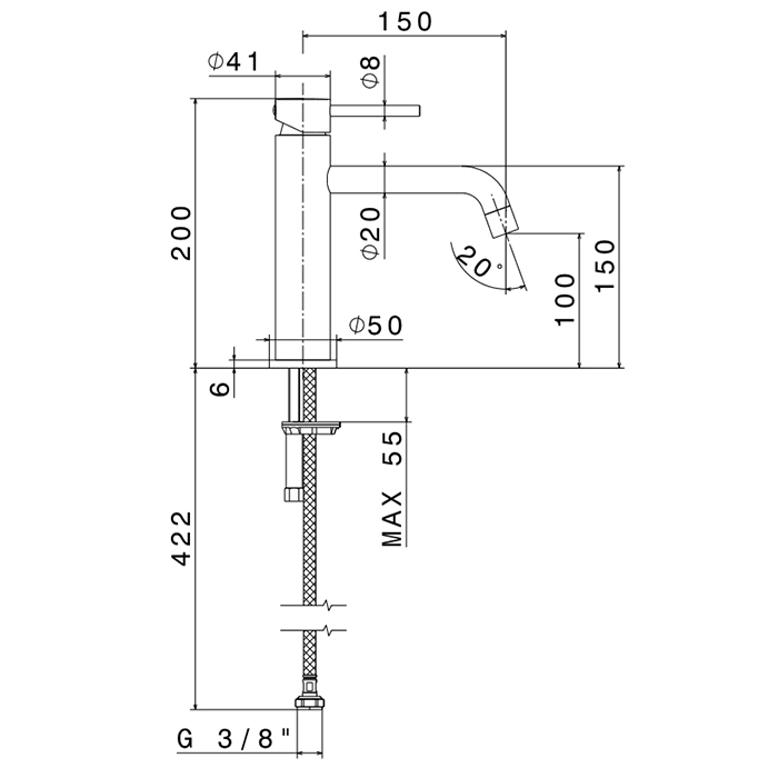 Newform XT Смеситель для раковины на 1 отв., без донного клапана, излив 15см., цвет: Copper satin