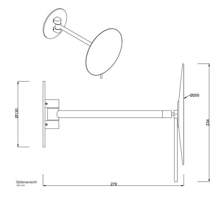 Decor Walther Round SPT 72 Косметическое зеркало 22.4см, подвесное, увел. 5x, цвет: хром