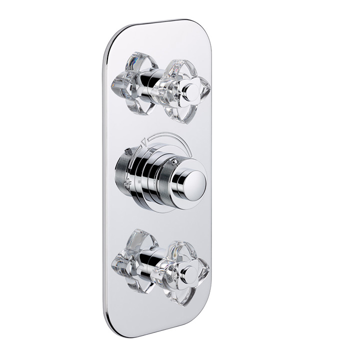 THG Pétale de cristal clair Смеситель для душа, термостатический, 2 потока, цвет: хром/прозрачный хрусталь