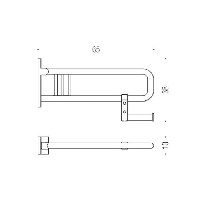 Colombo Complementi Поручень для инвалидов, 65см, с держателем для т/б., цвет: хром