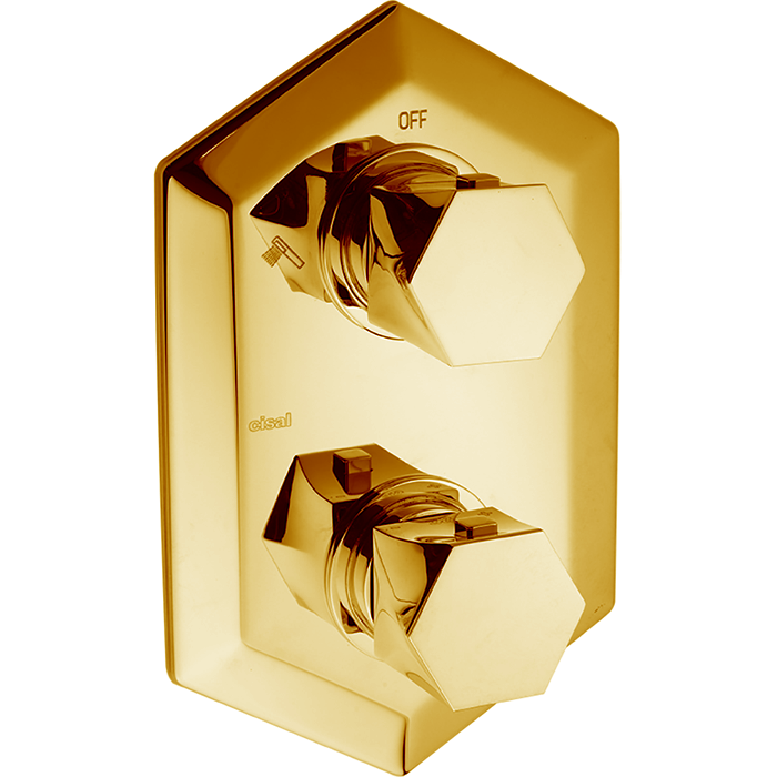 Cisal Cherie Встраиваемый термостатический смеситель с переключателем на 2 положения, цвет: золото