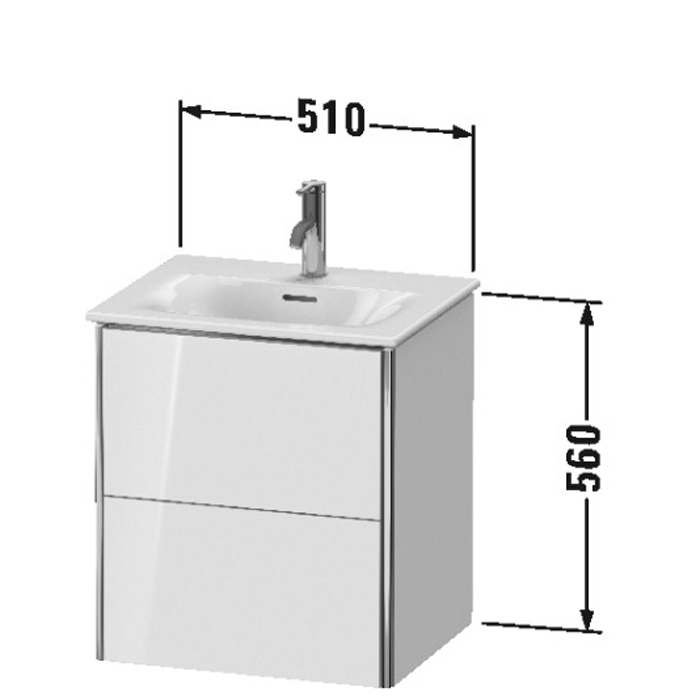 Duravit XSquare База подвесная 51x41.8x56см с раковиной, 2 яшика, цвет: глянцевый белый