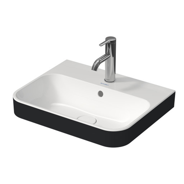 Duravit Happy D.2 Plus Раковина накладная, 50х40см., с 1 отв., выпуск с керамической крышкой, цвет: Anthracite matt/белый