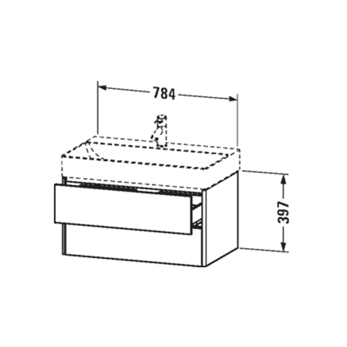 Duravit XSquare Тумба с раковиной 78.4x46х39.7см., подвесная, 2 ящика, цвет: белый глянцевый