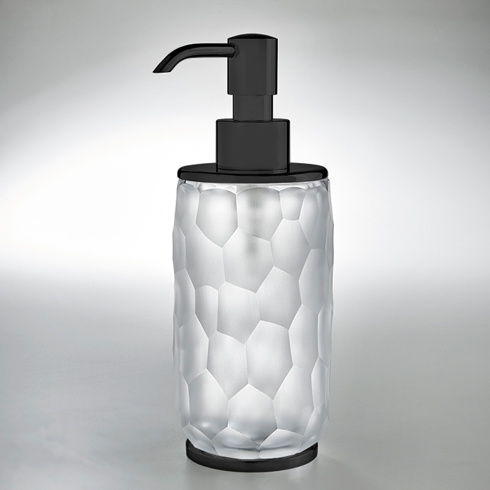 3SC Nest Дозатор для жидкого мыла, настольный, цвет: прозрачный хрусталь/никель черный матовый