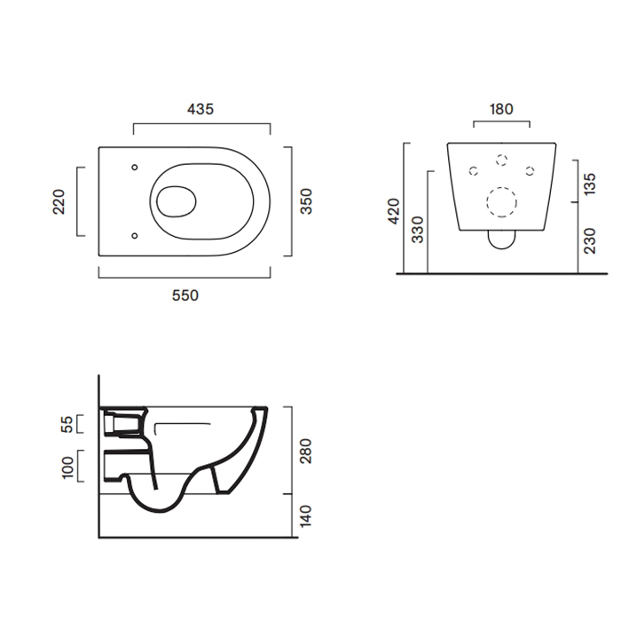 Catalano Sfera Унитаз подвесной 55х35см, безободковый, смыв Tornado, покрытие Cataglaze+, цвет: белый глянцевый