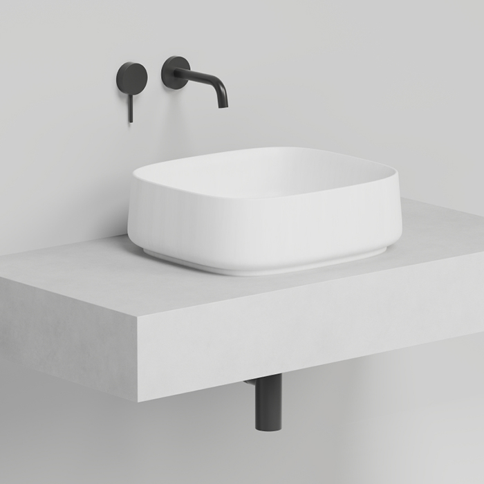 Salini Oriente Bowl Раковина накладная, 45х40.5х14см., S-Sense, декор.накладка на слив, выпуск, цвет: белый матовый